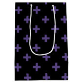 紫の極紫が黒に交差する ミディアムペーパーバッグ (裏面)