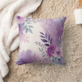 紫の楽しいフローラアクセント装飾用クッション クッション (ブランケット)