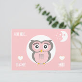 紫の様式化されたジオメトリックフクロウ サンキューカード (スタンド正面)