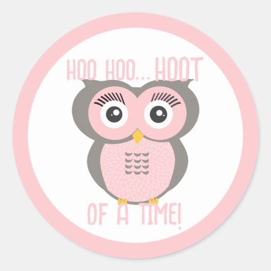 紫の様式化されたジオメトリックフクロウ ラウンドシール (正面)