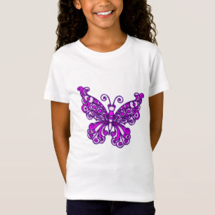 紫の様式化された蝶の子供Tシャツ Tシャツ