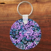 紫の様式化フローラ キーホルダー (正面)