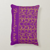 紫の模様にシックな黄金色の花 カスタマイズ |  アクセントクッション (裏面(縦))