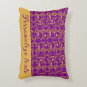 紫の模様にシックな黄金色の花 カスタマイズ |  アクセントクッション (正面(垂直))