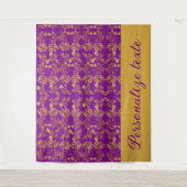 紫の模様にシックな黄金色の花 カスタマイズ |  タペストリー (正面)