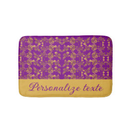 紫の模様にシックな黄金色の花 カスタマイズ |  バスマット