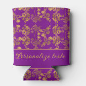 紫の模様にシックな黄金色の花 カスタマイズ |  缶クーラー (裏面)