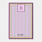 紫の模様のモノグラムと名ストライプの称 ポストイット (正面)
