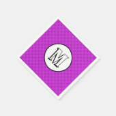 紫の模様のモノグラムの円と正方形 スタンダードカクテルナプキン (角)