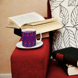 紫の模様の野生の花の赤いポピーのコーヒーマグ コーヒーマグカップ