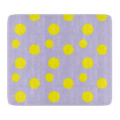 紫の模様の黄色の円 カッティングボード (正面)