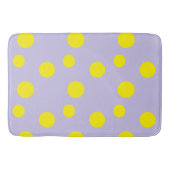 紫の模様の黄色の円 バスマット (正面)