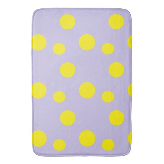 紫の模様の黄色の円 バスマット (正面縦)