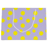 紫の模様の黄色の円 ラージペーパーバッグ (正面)