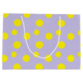 紫の模様の黄色の円 ラージペーパーバッグ (裏面)