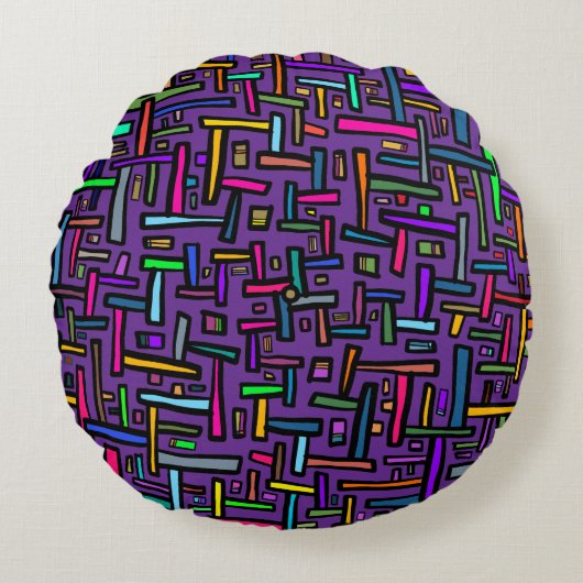紫の模様 ラウンドクッション (正面)