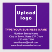 紫の正方形の窓の上にビジネスブランド ウィンドウサイン (シート)