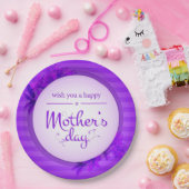 紫の母の日柄 ペーパープレート (パーティー)