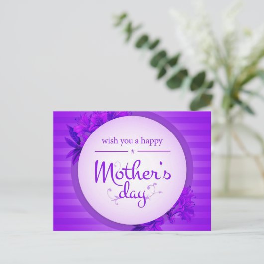 紫の母の日柄 ポストカード (スタンド正面)