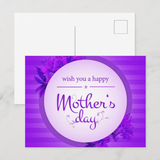 紫の母の日柄 ポストカード (正面/裏面)