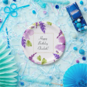 紫の水かわいらし色フローラ ペーパープレート (パーティー)