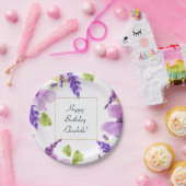 紫の水かわいらし色フローラ ペーパープレート (パーティー)