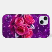 紫の水に浮かぶピンクのバラのiPhoneケース iPhoneケース (裏面横)