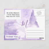 紫の水の色のスプラッシュありがとう ポストカード (裏面)