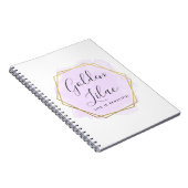 紫の水彩と金ゴールドのジオメトモダンリックシック ノートブック (右側)