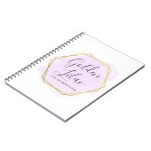 紫の水彩と金ゴールドのジオメトモダンリックシック ノートブック (左側)