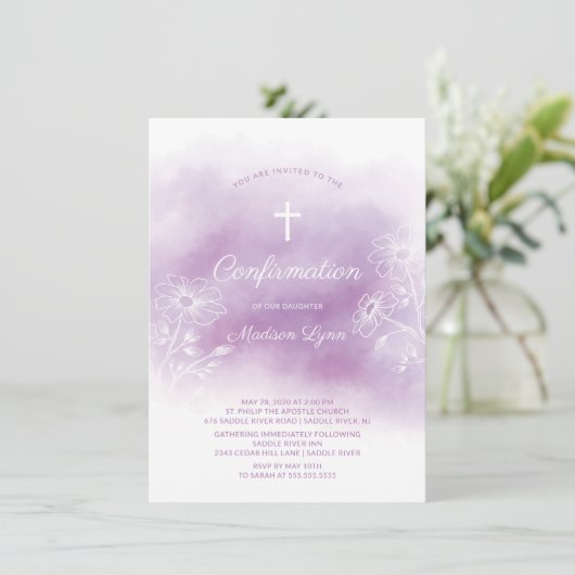 紫の水彩の確認 招待状 (スタンド正面)