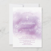 紫の水彩の確認 招待状 (正面)