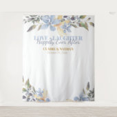 紫の水彩カラーフローラ結婚のフォトブース  タペストリー (正面)