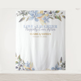 紫の水彩カラーフローラ結婚のフォトブース  タペストリー