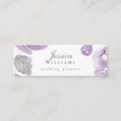 紫の水彩バラフローラMini名刺 スキニー名刺 (正面)