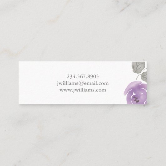 紫の水彩バラフローラMini名刺 スキニー名刺 (裏面)
