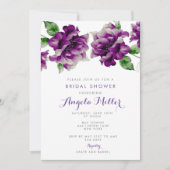 紫の水彩フローラ 招待状 (正面)