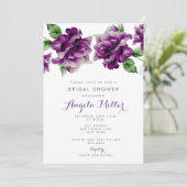 紫の水彩フローラ 招待状 (スタンド正面)