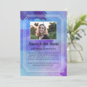 紫の水彩写真記念発表 招待状 (スタンド正面)