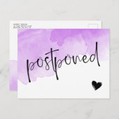 紫の水彩延期結婚式 案内ポストカード (正面/裏面)
