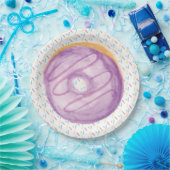 紫の水彩曇りドーナツと散水 ペーパープレート (パーティー)