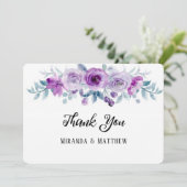 紫の水彩牡丹結婚のサンキューカード 招待状 (スタンド正面)