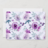 紫の水彩牡丹結婚のサンキューカード 招待状 (裏面)
