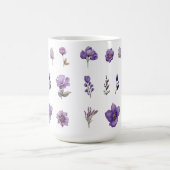 紫の水彩画の野の花 コーヒーマグカップ (中央)