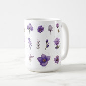 紫の水彩画の野の花 コーヒーマグカップ (正面右)