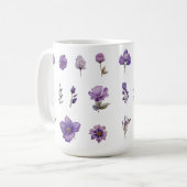 紫の水彩画の野の花 コーヒーマグカップ (正面左)
