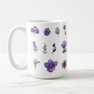 紫の水彩画の野の花 コーヒーマグカップ