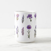 紫の水彩画の野の花 コーヒーマグカップ (中央)