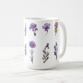 紫の水彩画の野の花 コーヒーマグカップ (正面右)