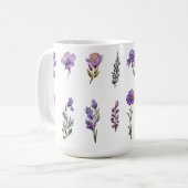 紫の水彩画の野の花 コーヒーマグカップ (正面左)